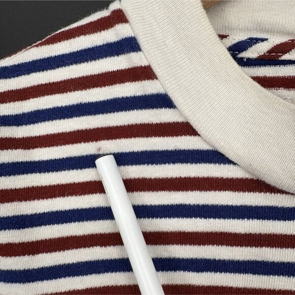 Madewell Women's Striped Short Sleeve Shirt In Red White & Blue Nautical Preppy - Picture 4 of 6